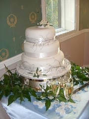 Stacked mistletoe wedding  cake deba daniels